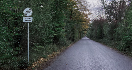 Rural Speed Limit campaign artwork from the Road Safety Authority